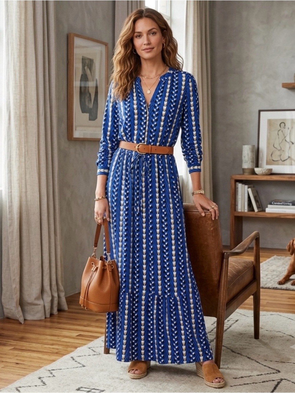 The Odell’s x Anthropologie Marjorie Geometric Maxi Dress Size Medium.